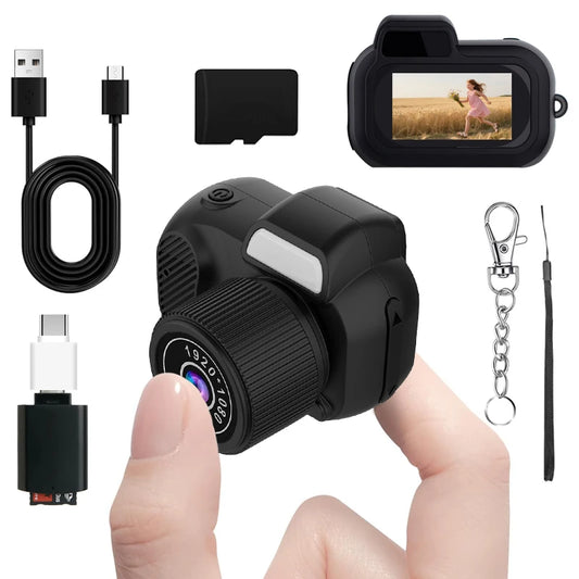 Mini Y3000 Keychain Camera 8MP Photo Support SD Card with Screen Tiny Digital Body Cameras Thumb Cam DV Camcorder Micro for Kids